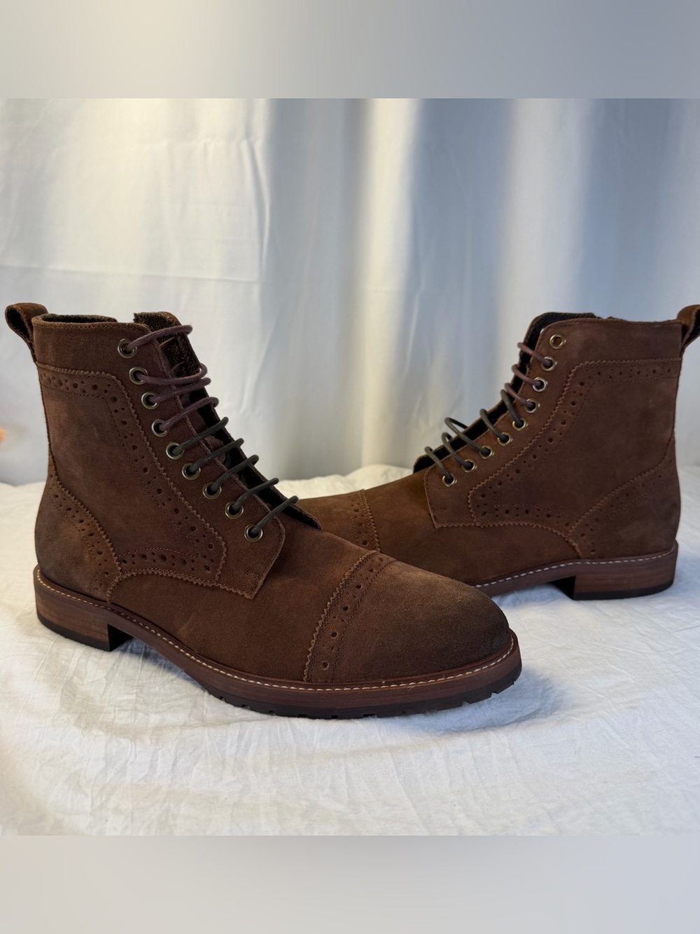 Aston Grey Kongal Men's sz9.5 Brown Suede Leather Cap-Toe Lace-Up AnkleBoots NEW